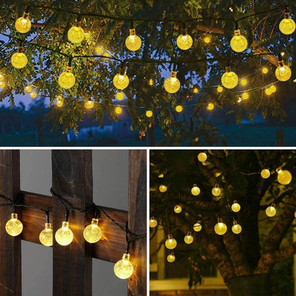 60 LED Solar Globe String Lights Warm White Outdoor Garden Waterproof 11m 8 Mode