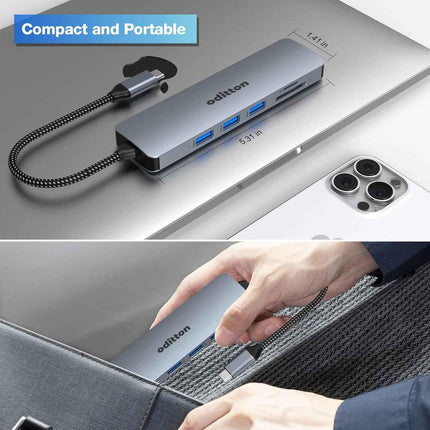 6 in 1 Docking Station USB C Adapter with 4K HDMI USB 3.0 5Gpbs SD&TF Card Slot