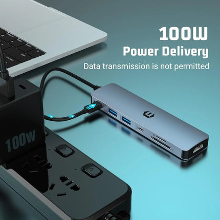 USB C Docking Station 7 in 1 Adapter with HDMI USB C 2 USB 3.0 100W PD SD/TF