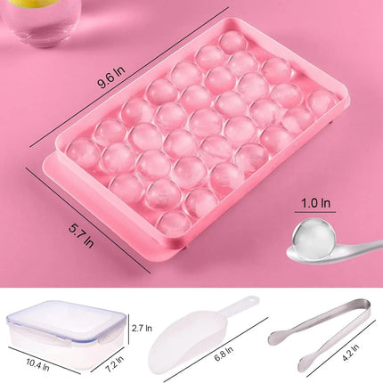 Ice Cube Tray Reusable With Container Scoop & Tongs BPA Free Makes 66 Ice Balls