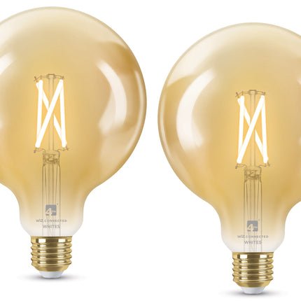 4lite WiZ Connected G125 Globe Filament Amber WiFi LED Smart Bulb - E27 Large Screw