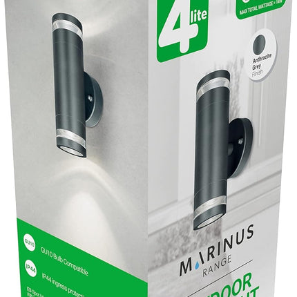 4lite Marinus GU10 Bi-Directional Outdoor Wall Light without PIR - Anthracite