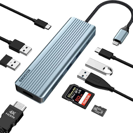USB C Docking Station 9-in-1 with HDMI 4K SD/TF Slots USB for Mac Windows Linux