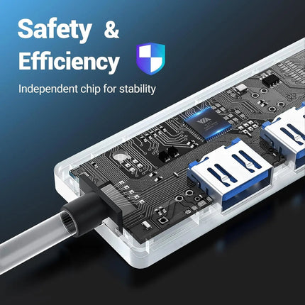 4-Port USB 3.0 Hub for High-Speed Data Transfer Laptop for Mac Windows Linux
