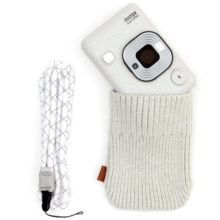 Fujifilm Instax Mini Liplay Accessory Kit with Neck Strap & Knitted Pouch - Stone White