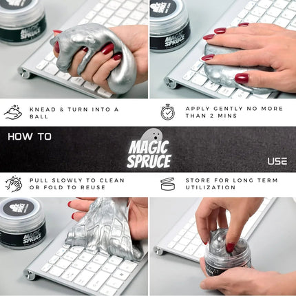 Brighten Car Interior & Keyboard with Magic Spruce Silver Cleaning Gel - 120g