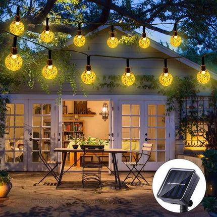 60 LED Solar Globe String Lights Warm White Outdoor Garden Waterproof 11m 8 Mode