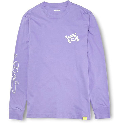 Twitch Long Sleeve Tee, 100% Cotton Top, Dusty Purple,  Size M