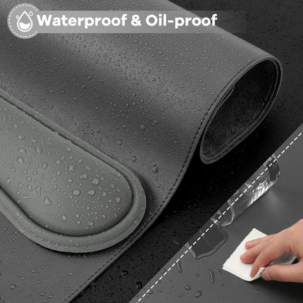 Office Desk Protector 80x40cm Truffle Grey Faux Leather for Keyboard and Mouse