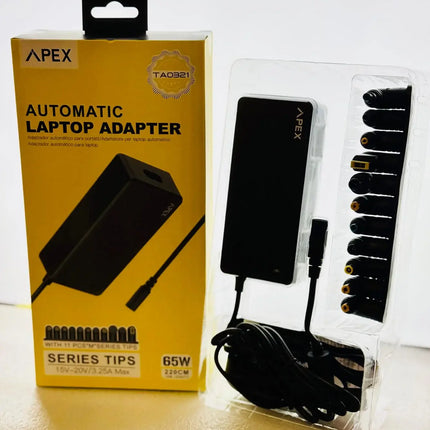 Apex 65W Universal Laptop Charger with 11 Series Tips