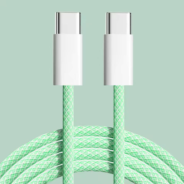 USB Type C to C Braided Colourful Charging Data Cable 1M 30W