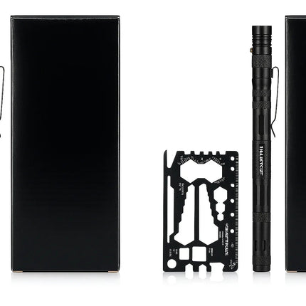Tactical Pen Multi-Function 9-in-1 Including Aluminium Wallet Card Tool 2 Pack