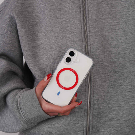 Slim Clear iPhone 16 Case with Red MagSafe Ring - Gherkin Icon | The Iconic Case