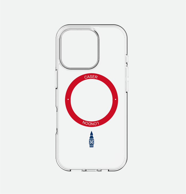 Slim Clear iPhone 16 Case with Red MagSafe Ring - Big Ben | The Iconic Case