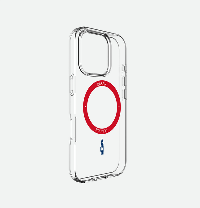 Slim Clear iPhone 16 Pro Case with Red MagSafe Ring - Big Ben | The Iconic Case