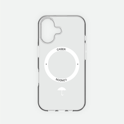 Slim Clear iPhone 16 Case with White MagSafe Ring - Umbrella Icon | The Iconic Case