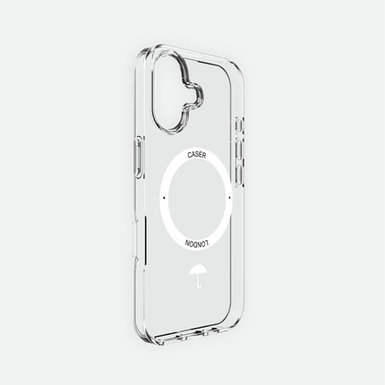 Slim Clear iPhone 16 Case with White MagSafe Ring - Umbrella Icon | The Iconic Case