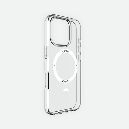 Slim Clear iPhone 16 Case with White MagSafe Ring - Umbrella Icon | The Iconic Case
