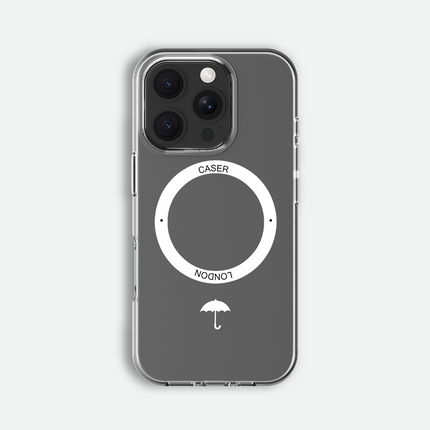 Slim Clear iPhone 16 Case with White MagSafe Ring - Umbrella Icon | The Iconic Case