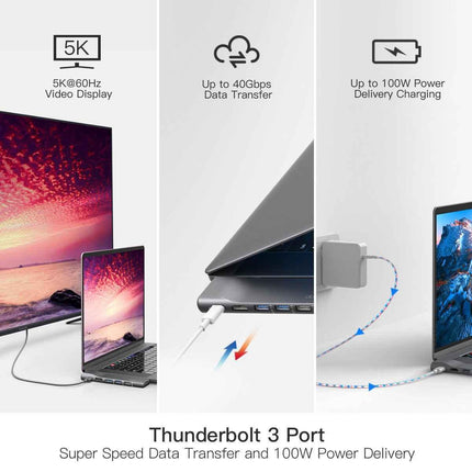 MacBook Docking Station 8-in-2 4K HDMI Output Aluminium Hub for Pro & Air Laptop