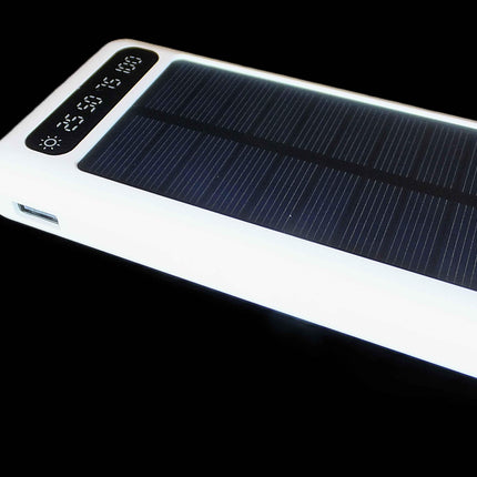 12000mAh Power Bank with Solar Panel Micro USB, iPhone, Type-C, and USB With LED