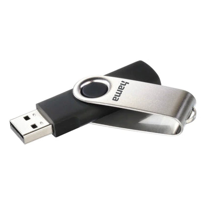 Hama Rotate 32GB USB Flash Drive, Rotating Cap, Black Silver