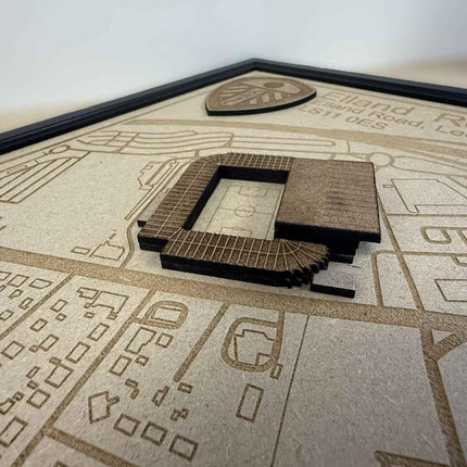 LUFC Elland Road Framed Wall Art 3D Laser Engraved Stadium Wooden Print Gift
