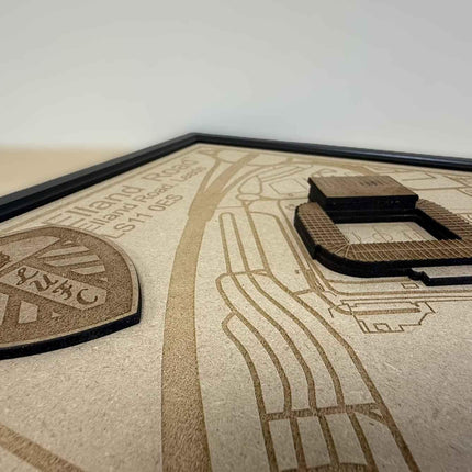 LUFC Elland Road Framed Wall Art 3D Laser Engraved Stadium Wooden Print Gift