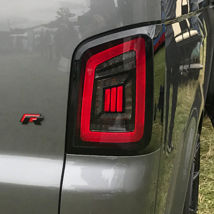 For VW T5.1 Transporter MK3.1 Tailgate LED Rear Lights Smoked Full Frame Light Bar – Van-X