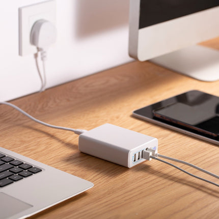 Maplin 5 Port (1x USB-C PD / 4x USB-A 3.0 QC) 20W High Speed USB Charger with 1.6m Cable