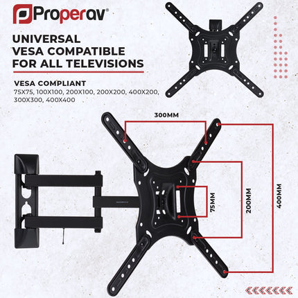 ProperAV TV Wall Bracket (23" - 65" / 30kg Capacity / VESA Max. 400x400)