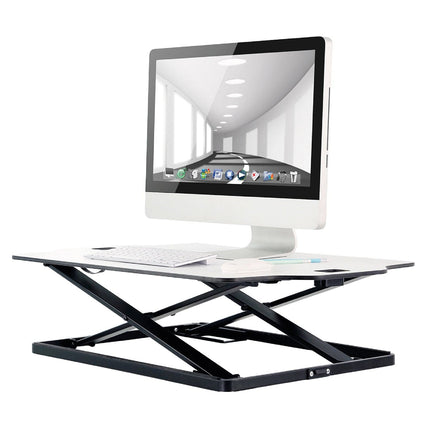 ProperAV Stand Up Desk Converter with Gas Spring Lift & Variable Height Settings - White