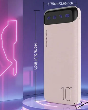 10000mAh Portable Power Bank – Fast Charging USB Charger with LED Digital Display, Dual USB Output, Type-C/Micro Input – Compatible with iOS & Android Devices
