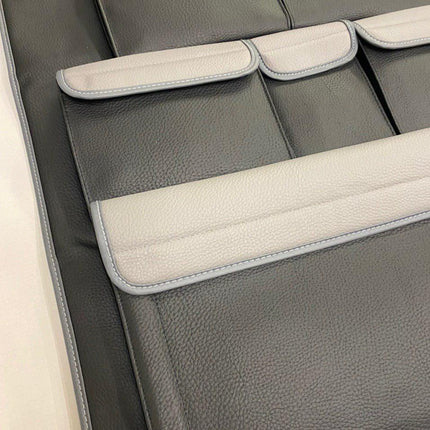 For VW T6 & T6.1 Transporter Double Back Seat Organizer – Black with Grey Lids | Storage Solution