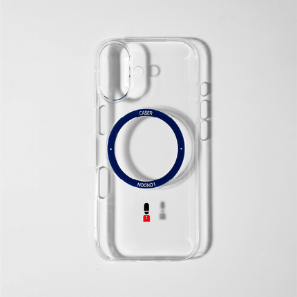 Slim Clear iPhone 17 Pro Max Case with Royal Blue MagSafe Ring - King's Guard | The Iconic Slim