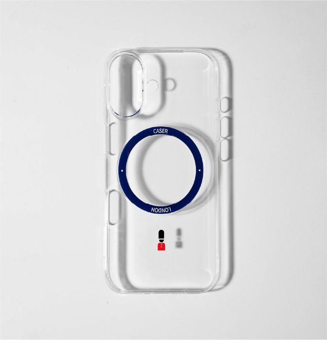 Slim Clear iPhone 17 Case with Royal Blue MagSafe Ring - King's Guard | The Iconic Slim