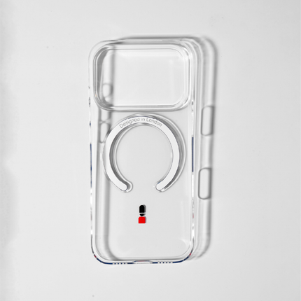 Slim Clear iPhone 17 Pro Case with Royal Blue MagSafe Ring - King's Guard | The Iconic Slim