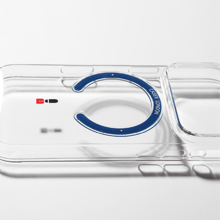 Slim Clear iPhone 17 Pro Case with Royal Blue MagSafe Ring - King's Guard | The Iconic Slim