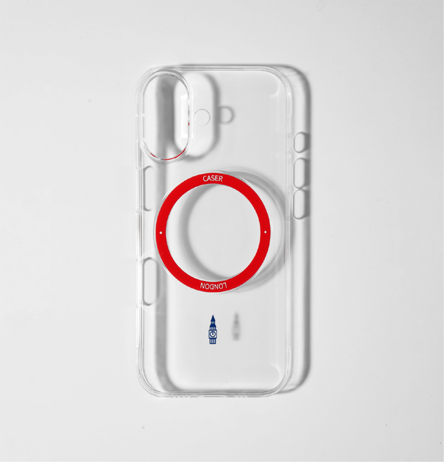 Slim Clear iPhone 17 Case with Red MagSafe Ring - Big Ben | The Iconic Slim