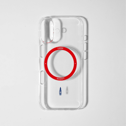 Slim Clear iPhone 17 Pro Case with Red MagSafe Ring - Big Ben | The Iconic Slim