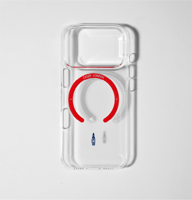 Slim Clear iPhone 17 Case with Red MagSafe Ring - Big Ben | The Iconic Slim