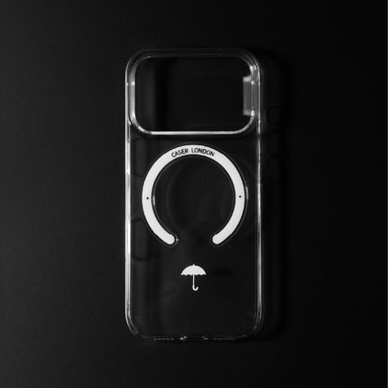 Slim Clear iPhone 17 Case with White MagSafe Ring - Umbrella Icon | The Iconic Slim