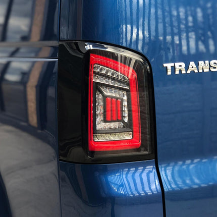 For VW T5 Transporter MK3.1 LED Rear Tailgate Lights Clear Lens Full Frame LED Light Bar – Van-X