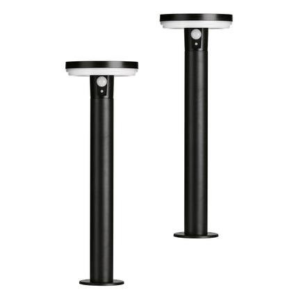 4lite Antheia Solar IP54 Die-Cast Aluminium LED Outdoor Bollard Light with Built in PIR Motion Sensor