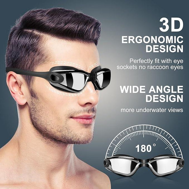 Swimming Goggles 2 Pk for Adult Men Women Kids Anti-Fog UV Protection No Leaking