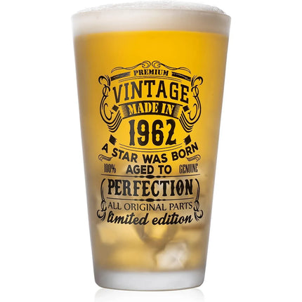 Beer Glass Set 2pcs Vintage 1962 1992 480ml 16oz Premium Pint Glasses