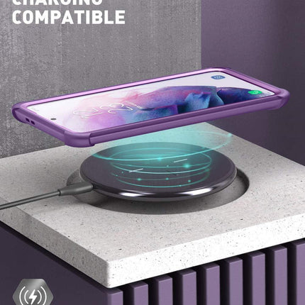 Galaxy S21 Case 6.2 Inch Rugged Clear Shockproof Bumper Purple i-Blason Ares