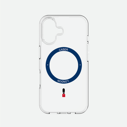 Slim Clear iPhone 16 Case with Royal Blue MagSafe Ring - King's Guard | The Iconic Case