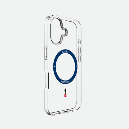 Slim Clear iPhone 16 Pro Case with Royal Blue MagSafe Ring - King's Guard | The Iconic Case