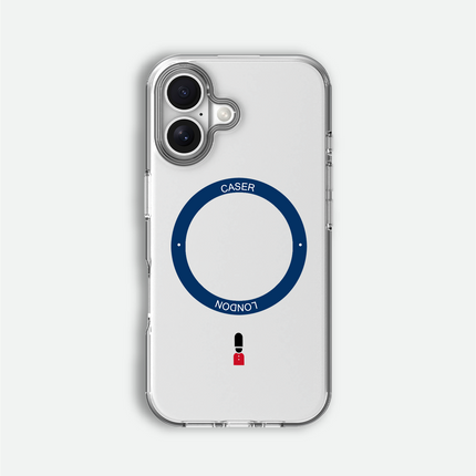 Slim Clear iPhone 16 Pro Max Case with Royal Blue MagSafe Ring - King's Guard | The Iconic Case